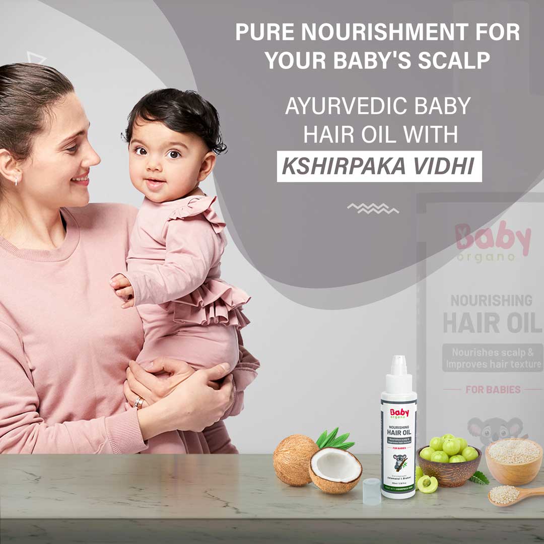 BabyOrgano Nourishing Hair Oil | Made with Ksheer Paak Vidhi | Enriched With Jatamansi & Brahmi| Ayurvedic Baby Hair Oil | Safe for Babies