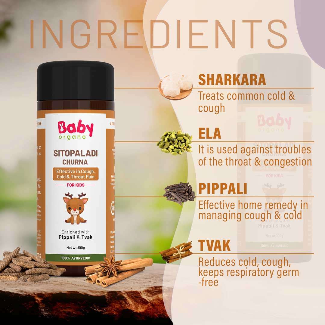 Kid's Cold and Cough Relief Combo | Cold Relief Roll on (40ml) + Sitopaladi Churna (100gm) | 100% Based on Ayurveda