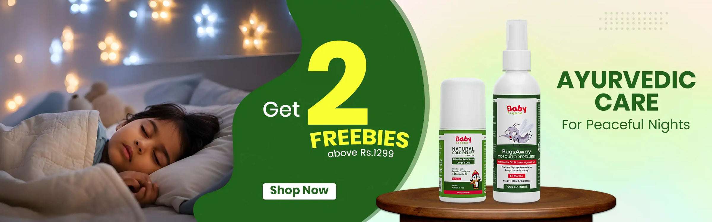 BabyOrgano Ayurvedic night care products with natural cold relief roll-on and mosquito repellent spray – get 2 freebies above ₹1299