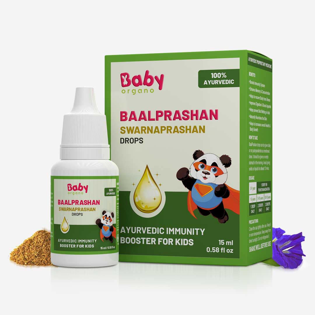 BabyOrgano Suvarnaprashan Drops | SwarnaprashanDrops | Immunity booster for the kids | Contains 24ct Gold Ash for best Results