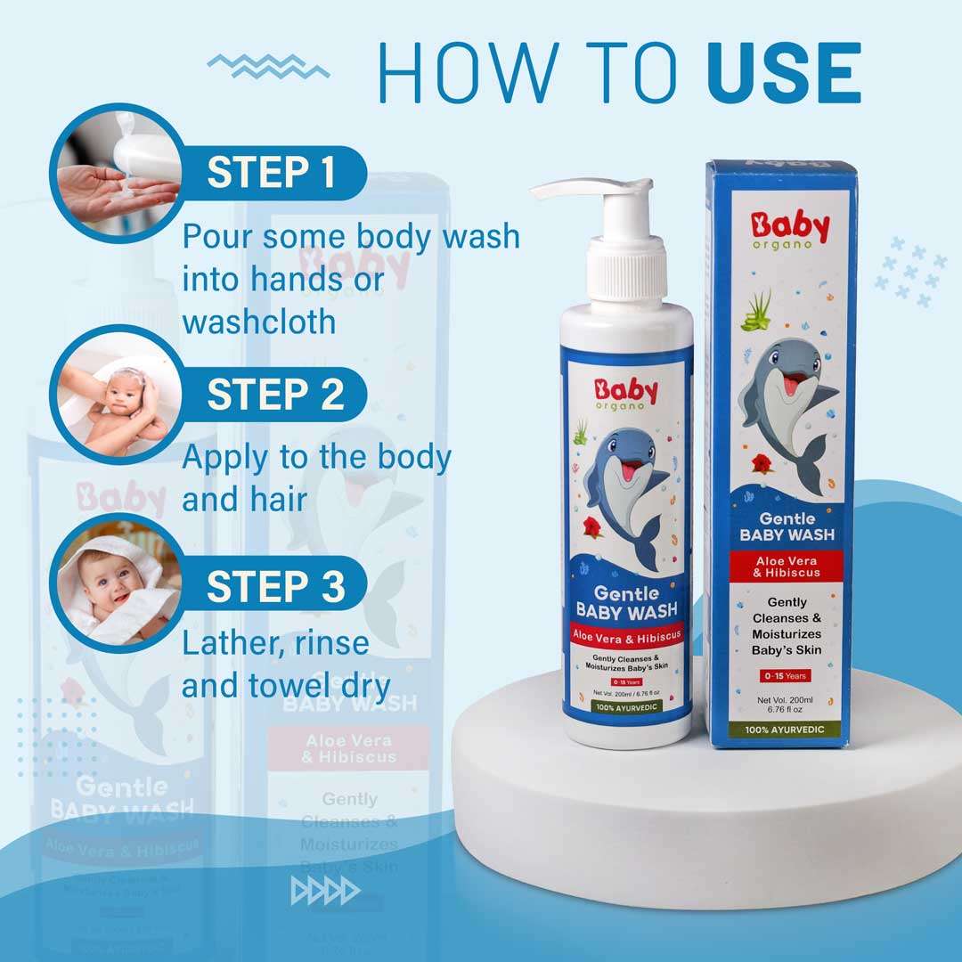 Steps to use Babyorgano Ayurvedic Baby Body Wash
