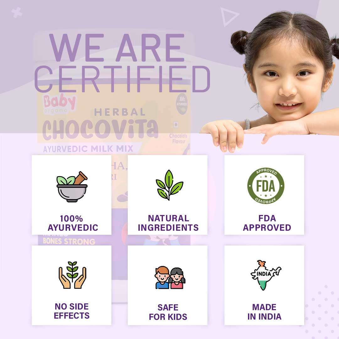 BabyOrgano Kids Immunity and Height & Weight Gain Combo | Swarnaprashan Drops + Herbal Chocovita | Safe for Kids | Best for Kid's Overall Development