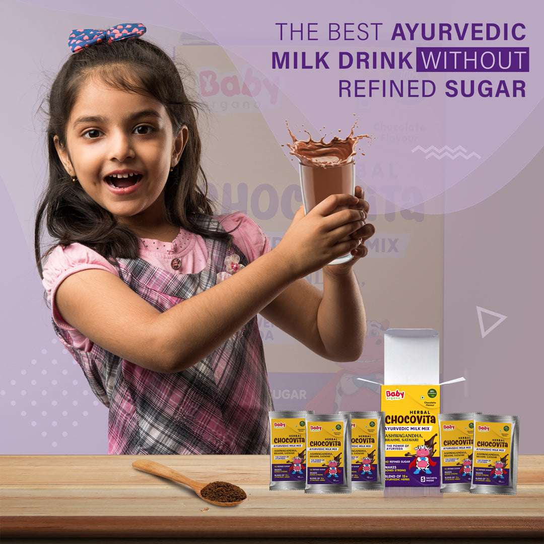 Kid's Immunity Booster and Height & Weight Gain Trial Combo | Swarnaprashan Drops + Herbal Chocovita Trial Pack | 100% Bases on Ayurveda
