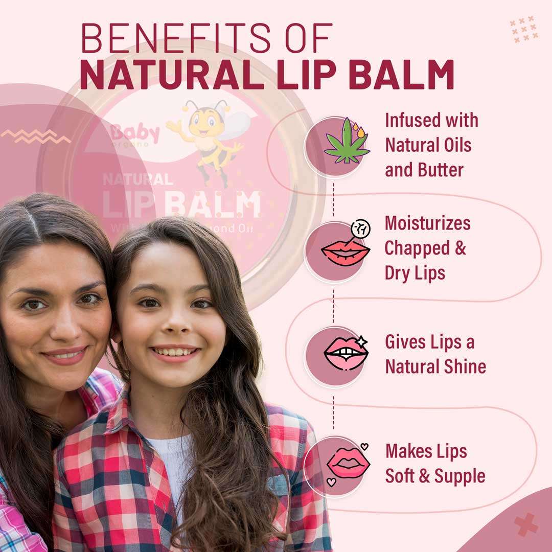 BabyOrgano Ayurvedic Natural Lip Balm | Infused with Yashti Ghrit | Dry And Chapped Lips | Natural Moisturizer Enriched With Shea Butter