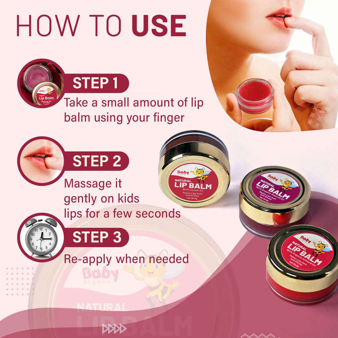 Steps to Use Babyorgano Natural Lip Balm for baby