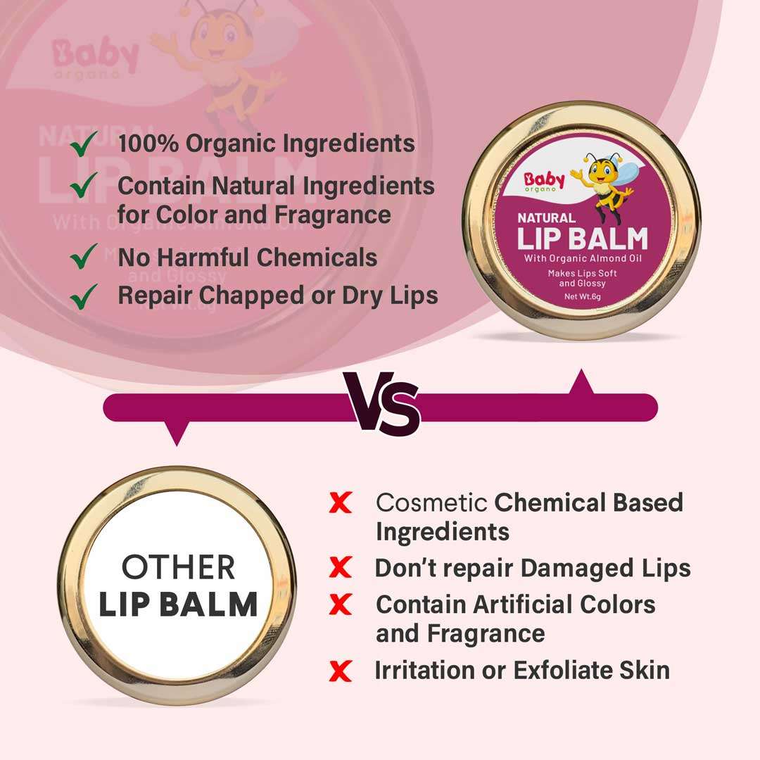 Comparison of BabyOrgano Natural Lip balm with other lip balms for baby
