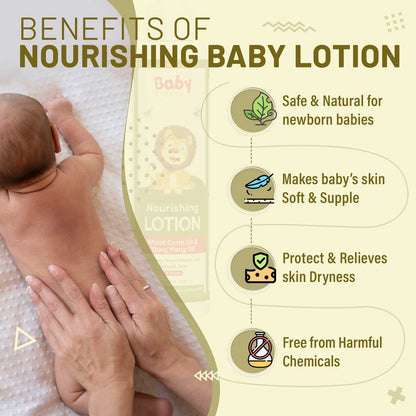 BabyOrgano - Non Sticky Nourishing Baby Lotion for Deep Nourishment and Smooth Skin, Non-Sticky Formula, 100% Ayurvedic