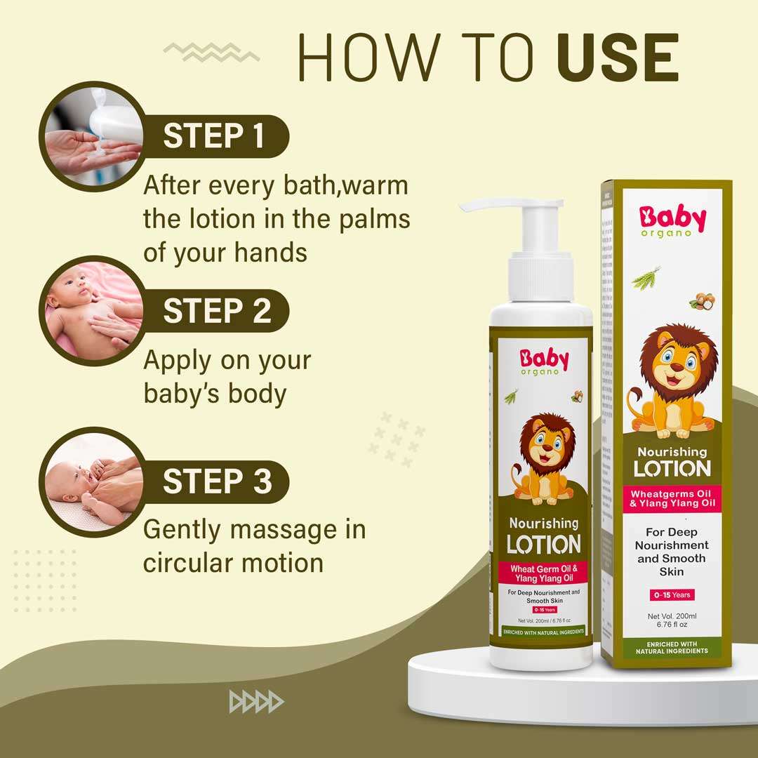 Steps to use Babyorgano Ayurvedic Baby lotion Ingredients
