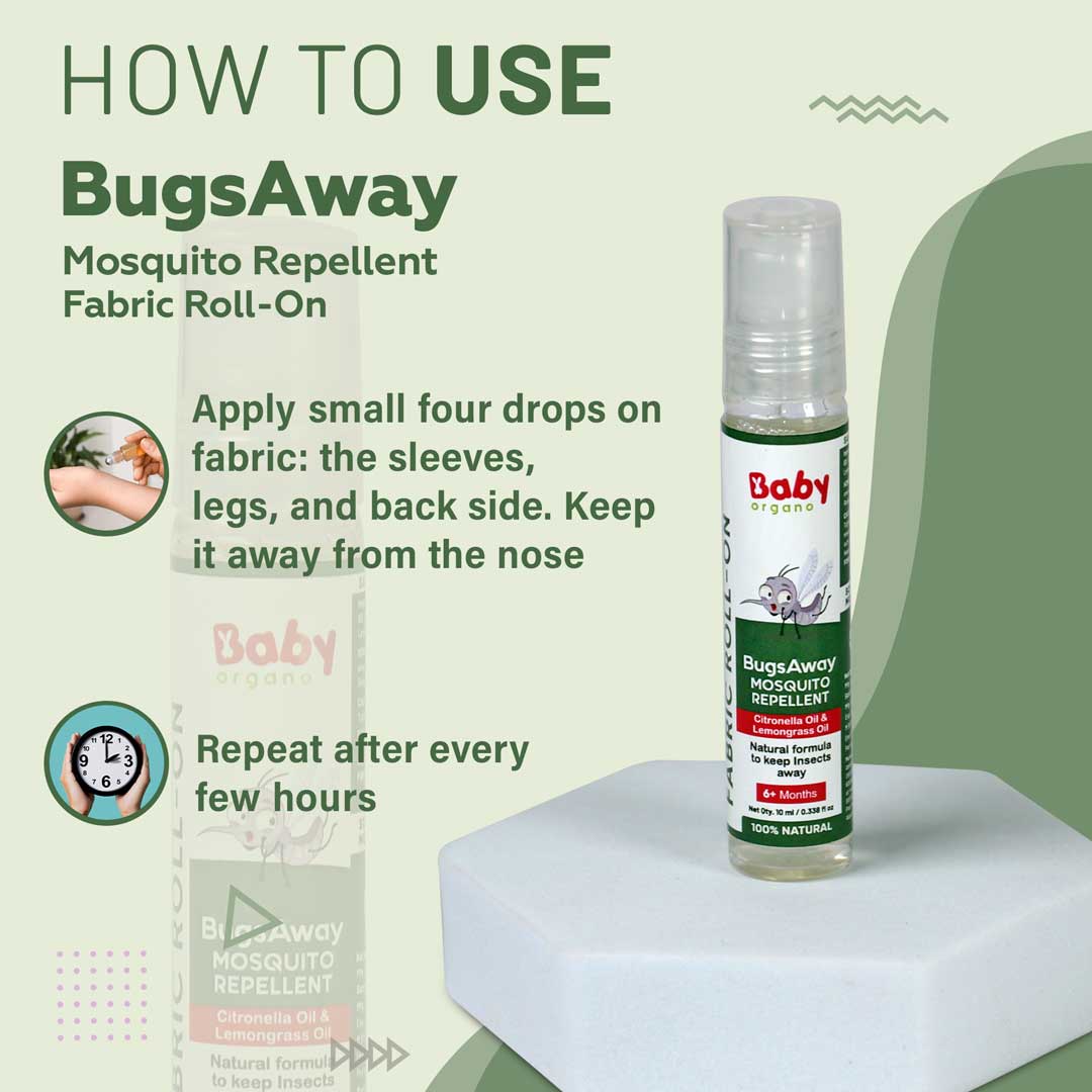 Babyorgano Mosquito and Cold Protection Combo for kids | Natural Cold Roll Relief on (40ml) + Mosquito Repellent Spray (100ml) + Mosquito Repellent Fabric Roll on (10ml)