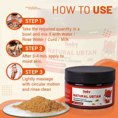 BabyOrgano Natural Ubtan | Skin Lightening and Tan Removal For Babies | Exfoliates dead skin cells | Safe for New Borns
