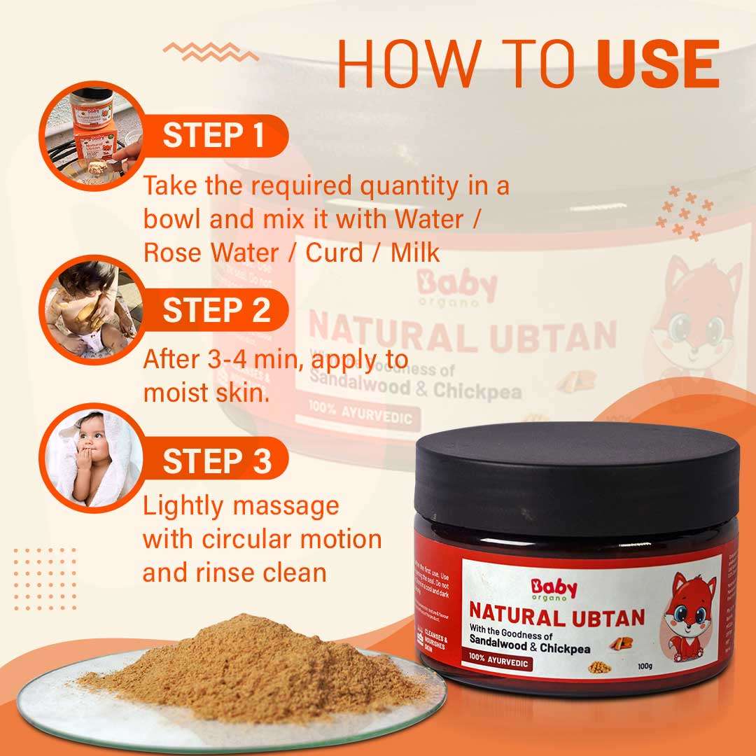 Steps to use Babyorgano Natural Ubtan for baby