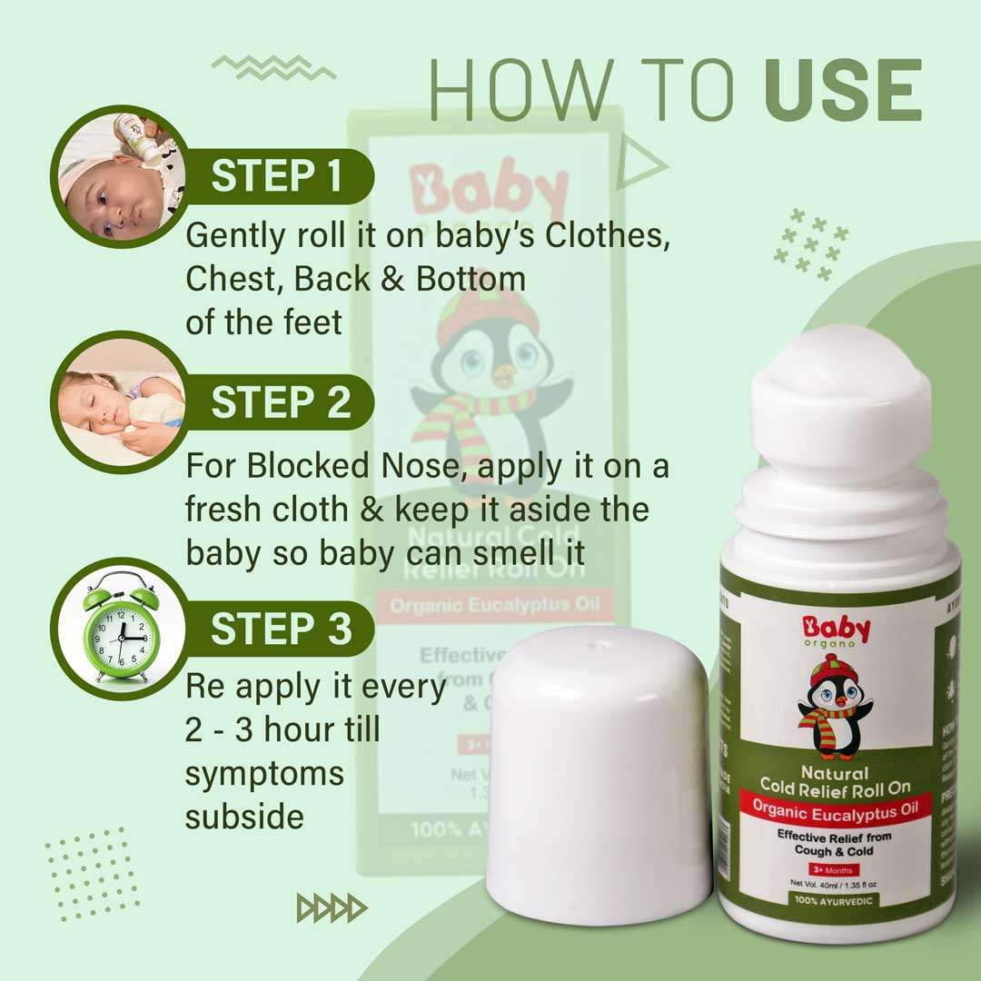 BabyOrgano Kid's Cough and Colic Roll On Combo | Cold Roll on (40ml) + Hing Roll on (40ml) | Safe for Kids