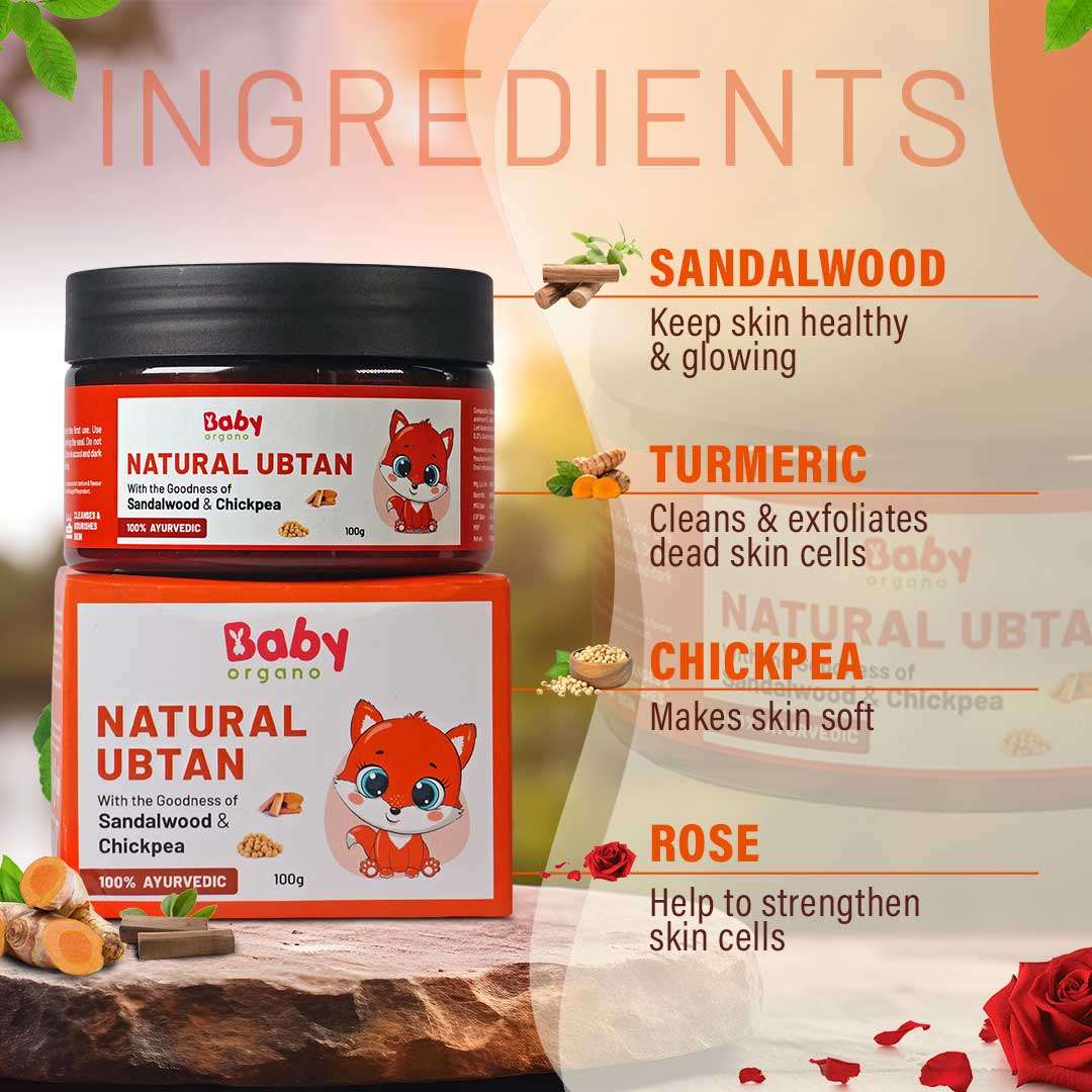 BabyOrgano Natural Ubtan | Skin Lightening and Tan Removal For Babies | Exfoliates dead skin cells | Safe for New Borns