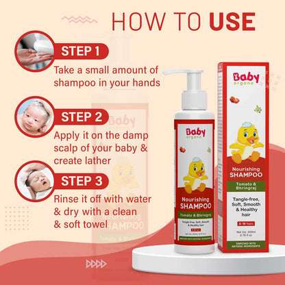 BabyOrgano Tomatino Baby Shampoo  | Contains Tomato seeds, Lemon & Bhringraj | 100% Ayurvedic
