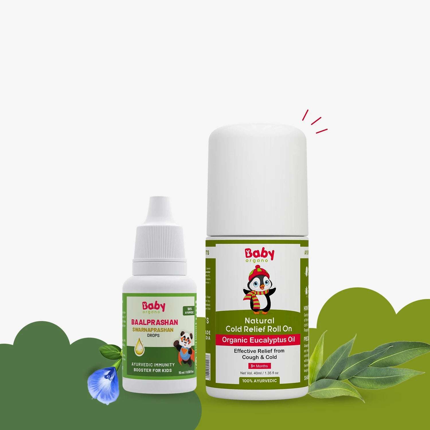 Natural Cold and Immunity Combo | Swarnaprashan Drops + Cold Roll on | Boosts Immunity and Relieve Cold in Kids (0 to 15 Years)