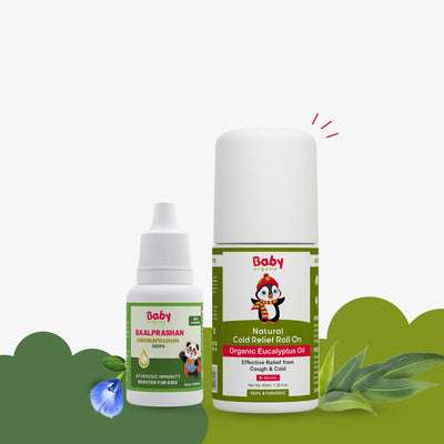 Natural Cold & Immunity Combo for Kids (0–15 yrs) | Baalprashan Swarnaprashan Drops + Natural Cold Relief Roll-On