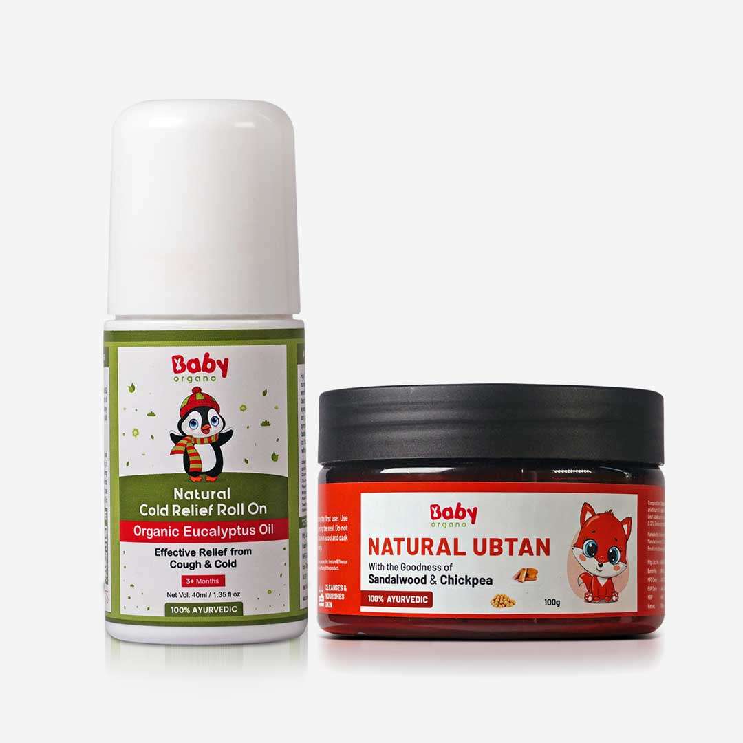 BabyOrgano Cold Relief Roll on & Ubtan Combo | Cold Relief Roll on (40ml) + Natural Ubtan (100g) | Based on Ayurveda
