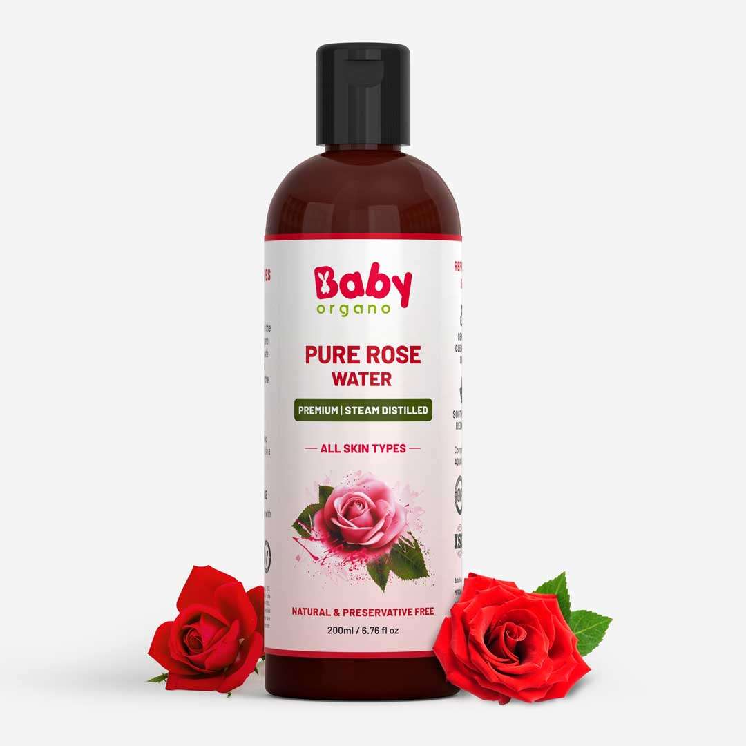 Babyorgano Pure Rose Water Made with 99 percentage of Rose Petals Bottle of 200 ML