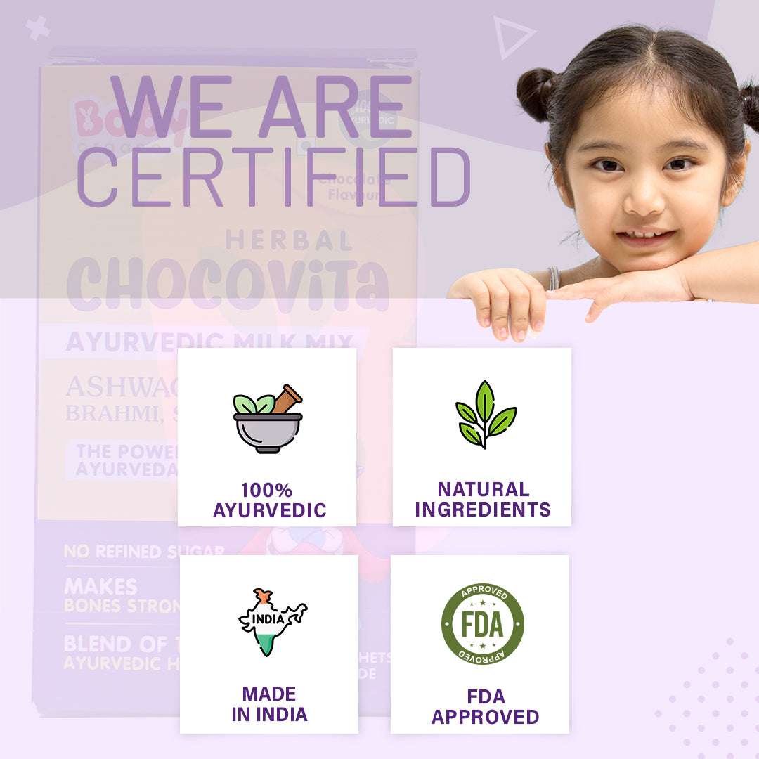 Kid's Immunity Booster and Height & Weight Gain Trial Combo | Swarnaprashan Drops + Herbal Chocovita Trial Pack | 100% Bases on Ayurveda