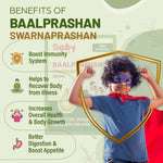 Baalprashan Swarnaprashan Drops – 100% Ayurvedic immunity booster for kids & babies (0–15 years) featuring Swarna Bhasma 24 ct gold ash, Shankhpushpi, Brahmi, and Vacha.