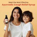 Mother and child holding BabyOrgano Kanthprash Ayurvedic cough syrup – safe and effective dry cough syrup for kids.