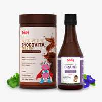 Brain & Growth Booster Combo for Kids| Shankhpushpi Syrup + Nutriverse Chocovita Milk Mix
