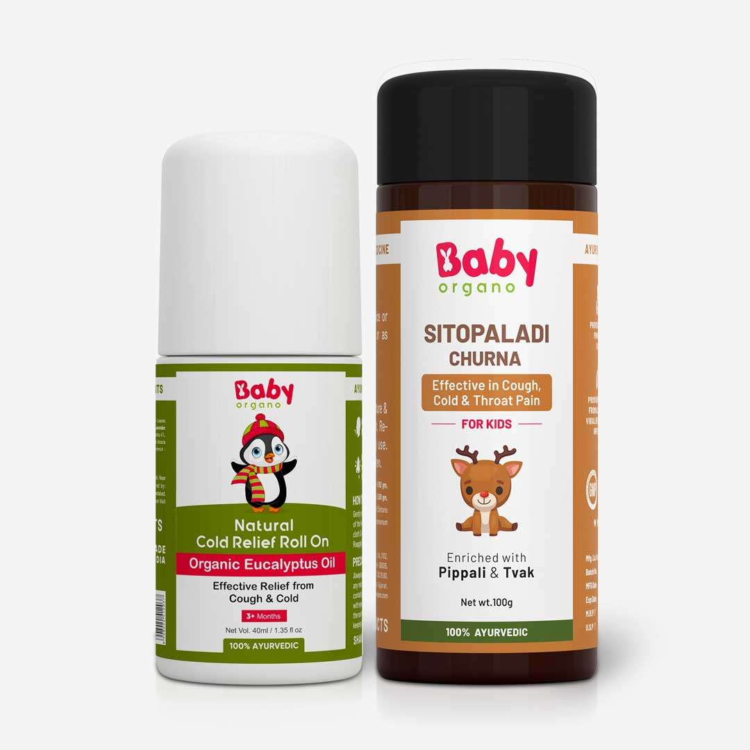Kid's Cold and Cough Relief Combo | Cold Relief Roll on (40ml) + Sitopaladi Churna (100gm) | 100% Based on Ayurveda