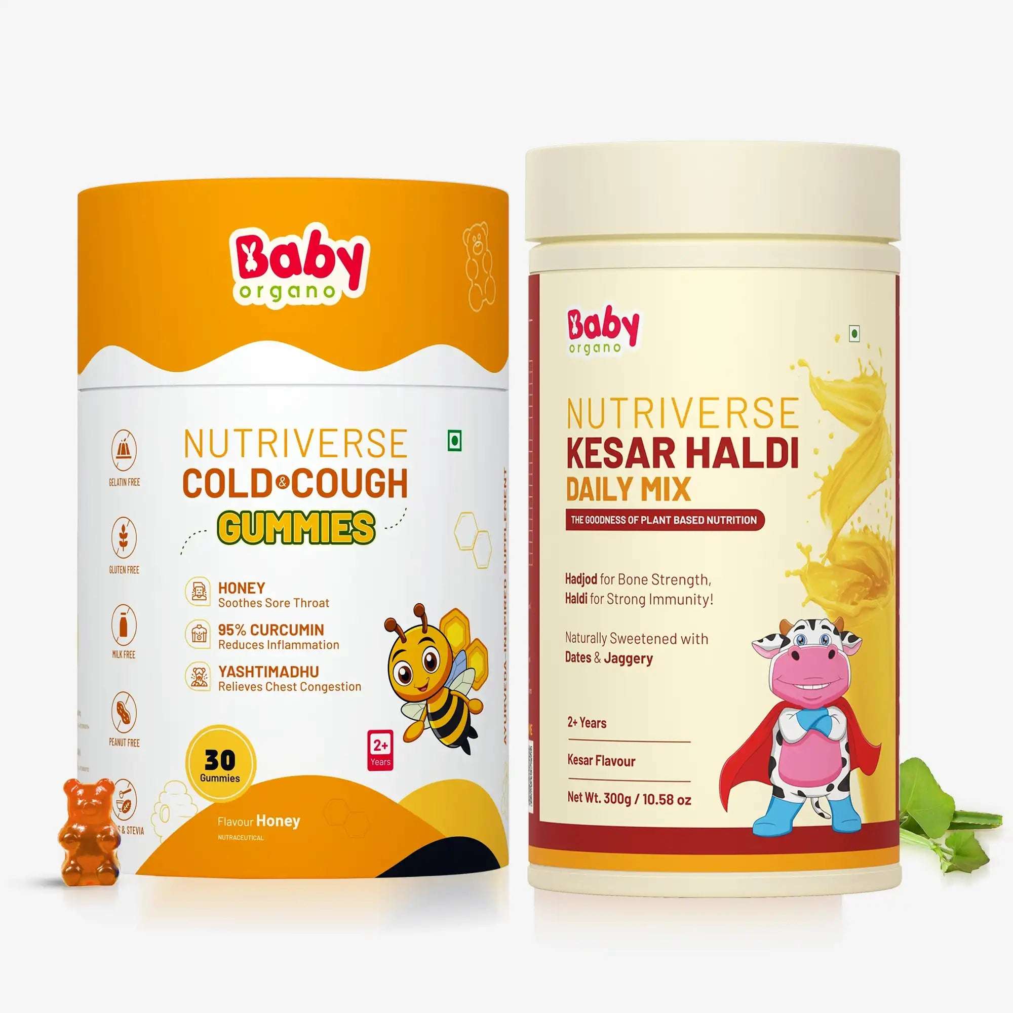 Cold & Immunity Shield Combo for Kids| Nutriverse Cold & Cough Gummies + Kesar Haldi Milk Mix