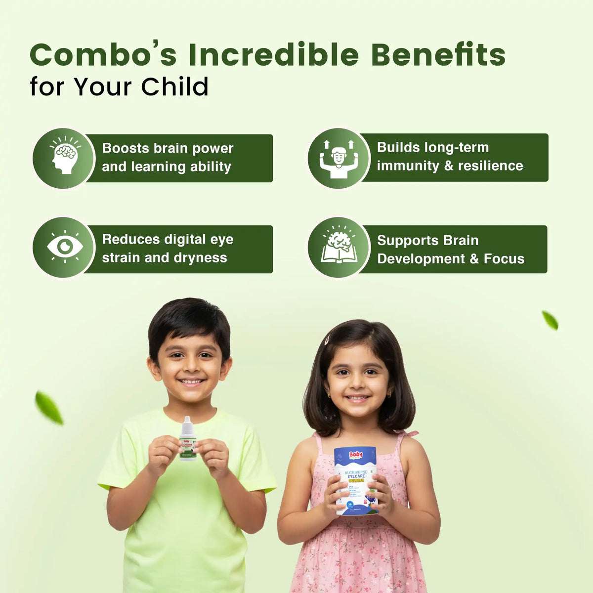 Immunity Plus Eye Care Combo for Kids | Nutriverse Eye Care Gummies (30 Gummies/Pack) + Baalprashan Swarnaprashan Drops