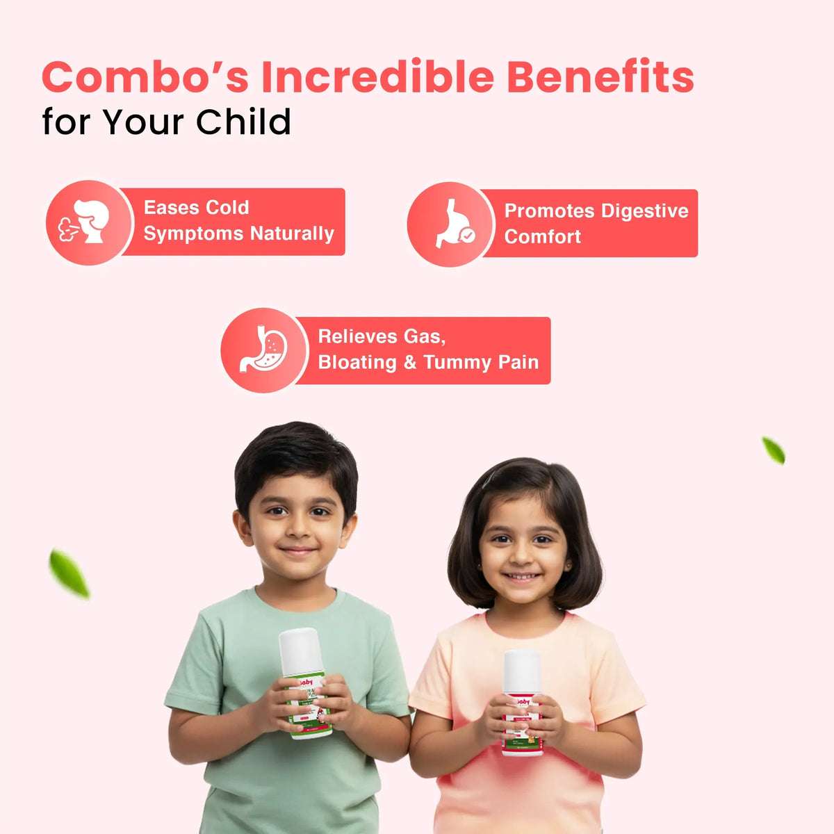 Kid’s Cough & Colic Roll-On Combo for Kids | Natural Cold Relief Roll-On (40ml) + Hing Roll-On (40ml)