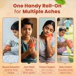 Natural roll-on for growing pains, muscle aches, stiffness, and posture support for kids.
