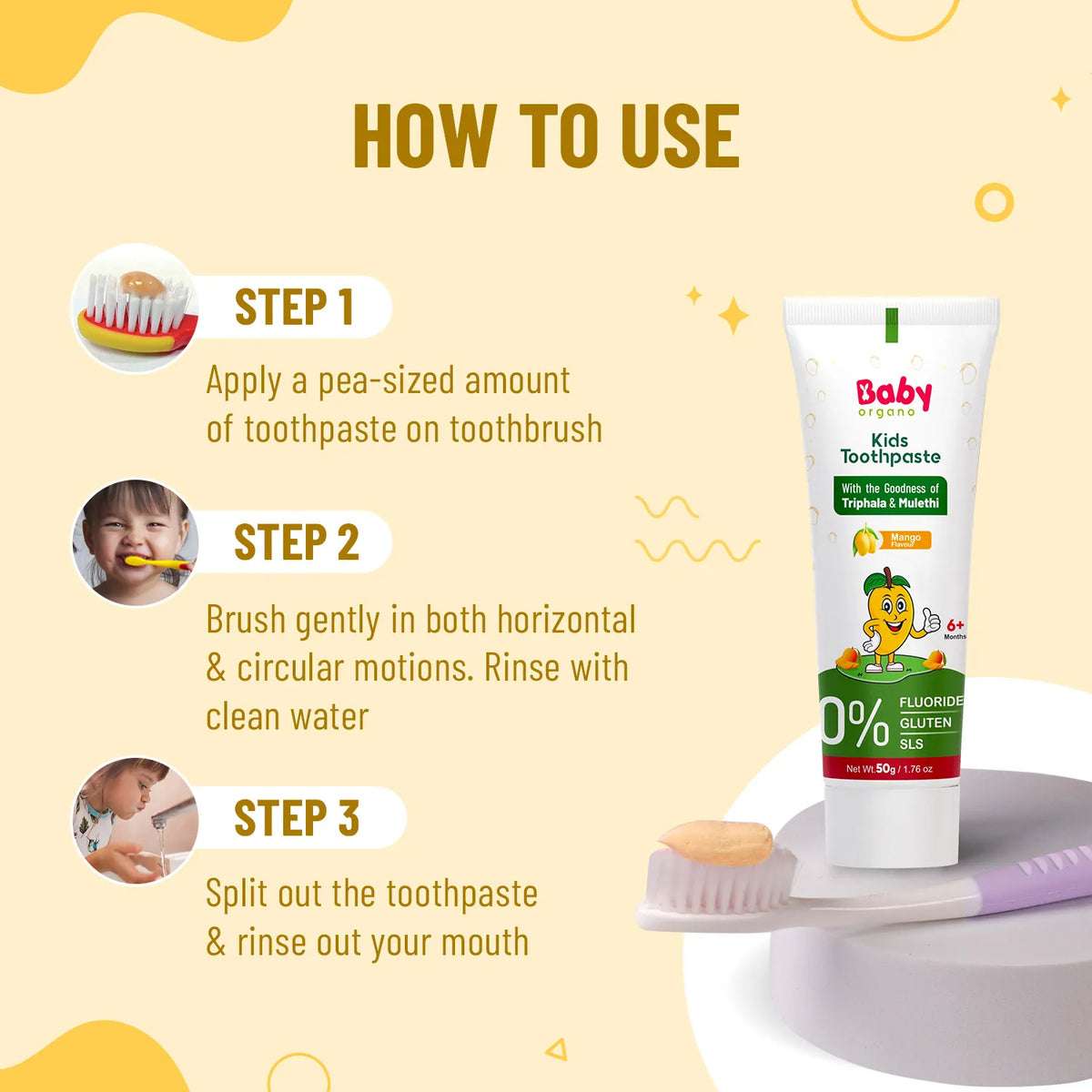 Herbal Kids Toothpaste | Mango Flavour | 6+ Months