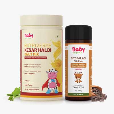 Immunity & Cold Relief Combo for Kids| Nutriverse Kesar Haldi Milk Mix + Sitopaladi Churna