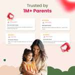 An image showcasing testimonials from parents who have used the Immunity & Wellness Boost Combo. The reviews from parents named Anaya Kulkarni, Ishita Chopra, Ayaan Pillai, and Harsh Chauhan share their positive experiences with the product.