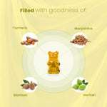 Ingredients of immunity gummies – turmeric, manjishtha, bibhitaki, haritaki filled with natural Ayurvedic goodness