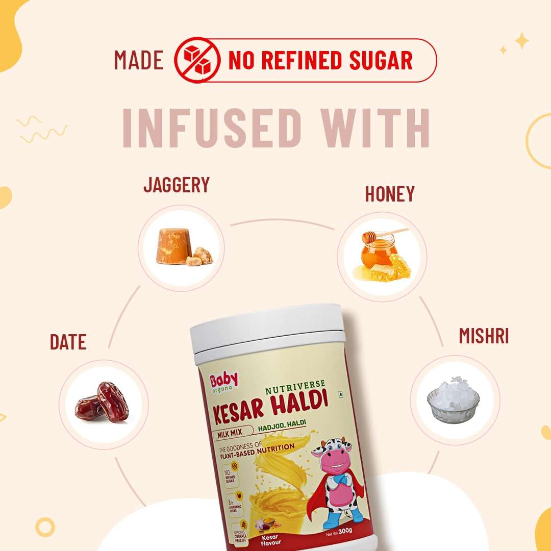Strengthen Bones & Muscles | Kesar Haldi Milk Mix | 2-15 Years