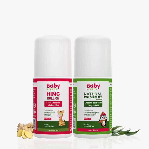 Kid’s Cough & Colic Roll-On Combo for Kids | Natural Cold Relief Roll-On (40ml) + Hing Roll-On (40ml)