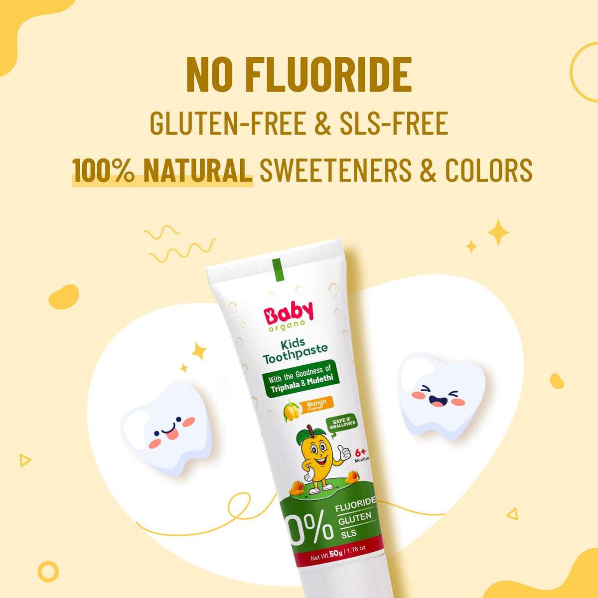 Healthy Teeth & Gums | Herbal Kid's Toothpaste | Mango Flavour | 6 Months +