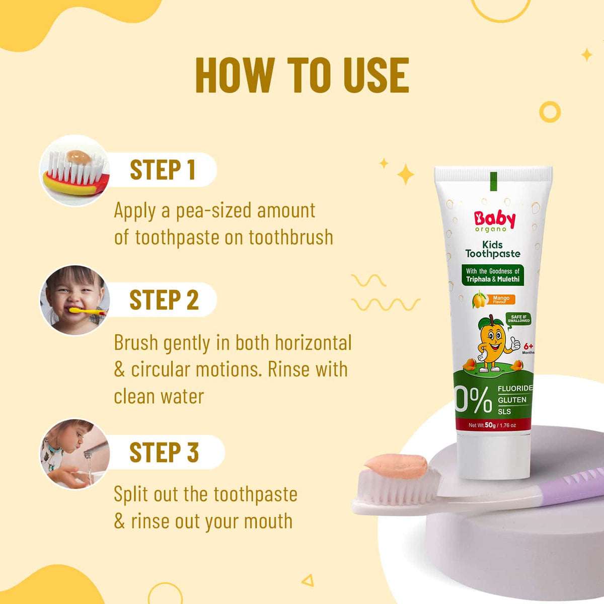 Healthy Teeth & Gums | Herbal Kid's Toothpaste | Mango Flavour | 6 Months +