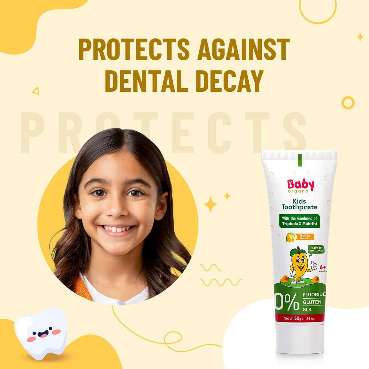 Healthy Teeth & Gums | Herbal Kid's Toothpaste | Mango Flavour | 6 Months +