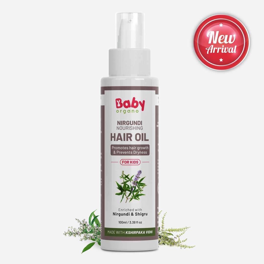 BabyOrgano Nirgundi Nourishing Hair Oil For Kids (3+ Years) | Made with Nirgundi and Bhringraj | Enriched With Japapushpa & Brahmi | Ayurvedic Hair Oil for kids | Safe for Kids