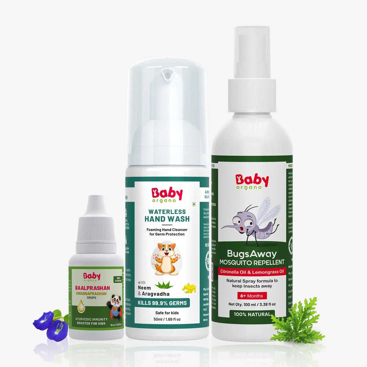 Complete Monsoon Care Combo for Kids | Suvarnaprashan Drops + Waterless Hand Wash + Mosquito Repellent Spray