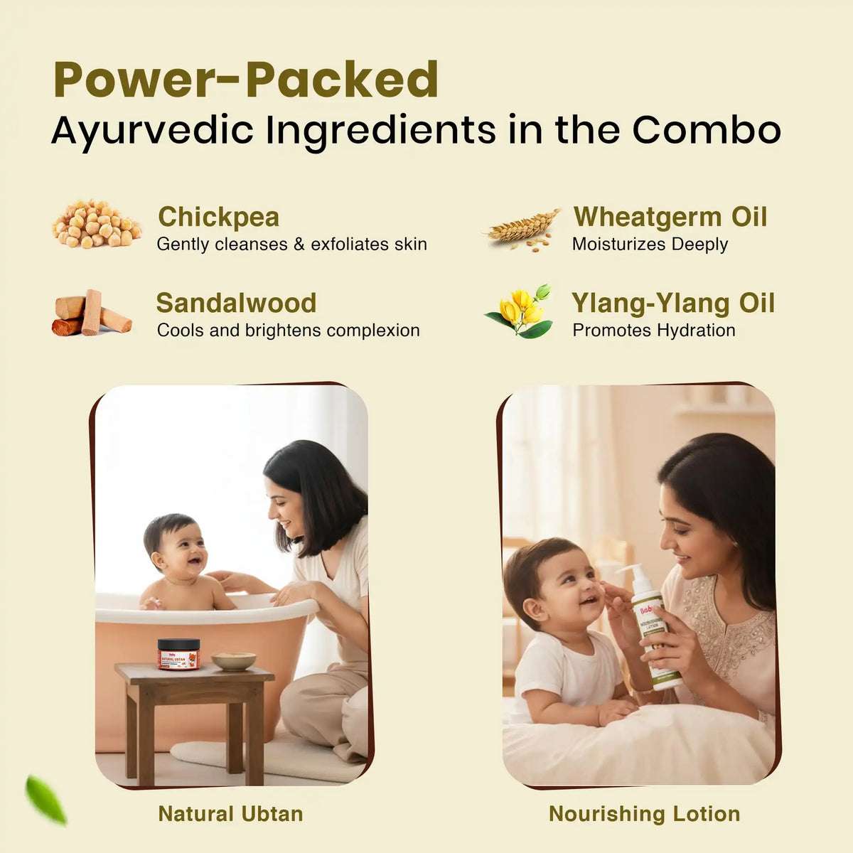 Skin Nourishment Combo for Kids | Natural Ubtan + Nourishing Baby Lotion