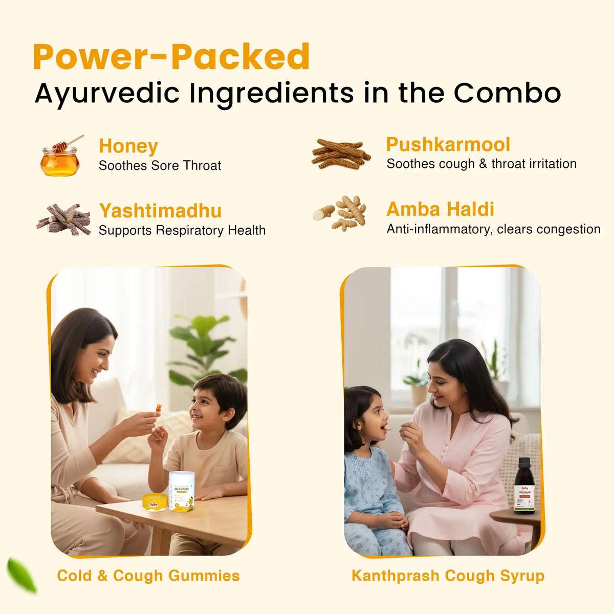 Ayurvedic Cold Comfort Combo | Nutriverse Cold & Cough Gummies + Kanthprash Cough Syrup