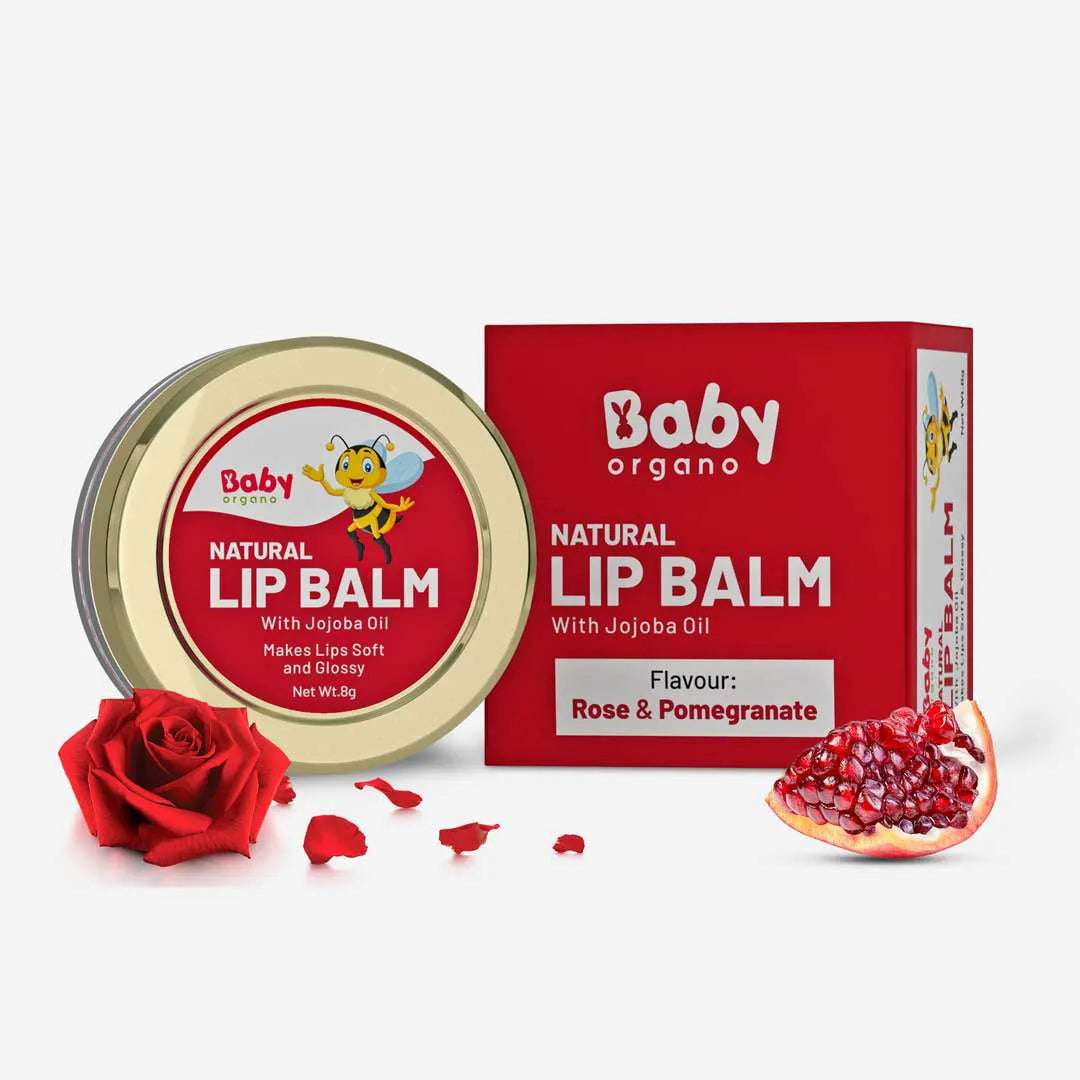 Natural Lip Balm | Ayurvedic Lip Balm For Kids & Babies | 0-15 Years - Rose & Pomegranate