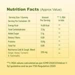 Nutrition facts of cold and cough gummies – energy, carbs, sugar, protein, ginger extract, honey, turmeric, yasthimadhu