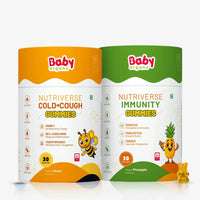 Nutriverse Gummies Combo for Kids | Nutriverse Cold & Cough Gummies + Nutriverse Immunity Gummies (30 Gummies/Pack)
