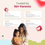Testimonials for Nutriverse Immunity Gummies For Kids — Trusted by 1M+ parents including Anshita, Kian, Dhairya, and Aanya praising natural ingredients, effectiveness, taste, and immunity benefits.