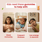 Three children showing signs of weak immunity, frequent illnesses, and low energy, highlighting the need for strawberry-flavored Nutriverse Immunity Gummies | #flavour_strawberry