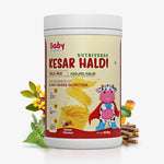 Nutriverse Kesar Haldi golden milk powder – Ayurvedic milk mix with 8+ herbs, hadjod, haldi, no refined sugar, kesar flavour, 300g